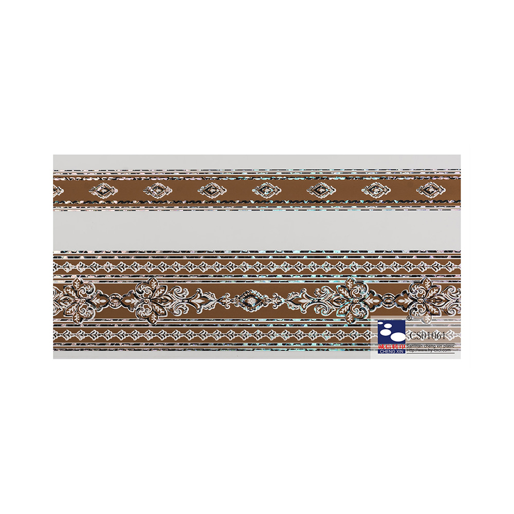 Nhà sản xuất Trung Quốc Hạt gỗ Giá thấp Lá dập nóng cho trang trí bảng điều khiển Pvc CS01061